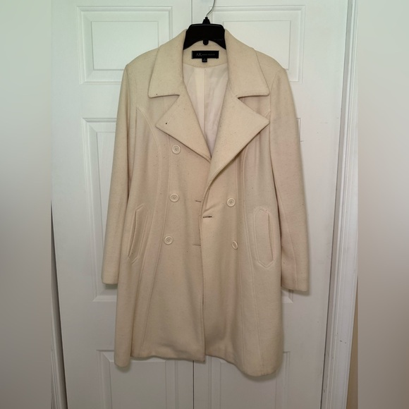 Anne Klein Cream Wool Pea Coat - Picture 1 of 5